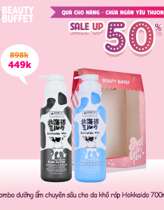 Combo Sữa dưỡng thể + Sữa tắm sáng mịn da Hokkaido Made In Nature 700